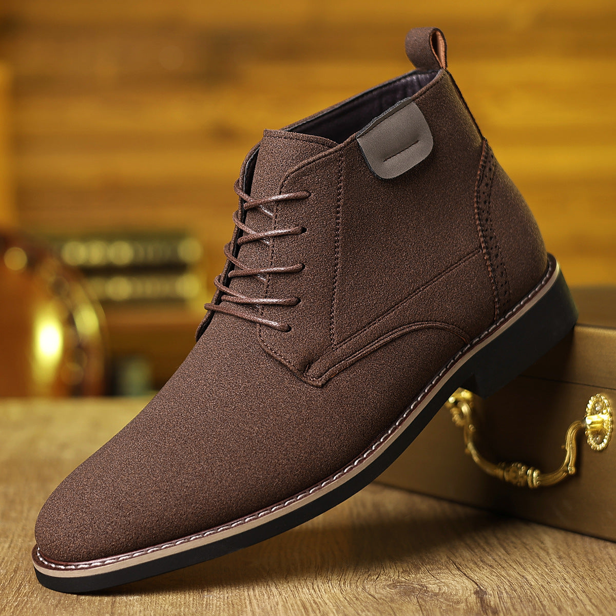 Men's British-Style High-Top Suede Martin Boots – Pointed Toe | EU 39–48