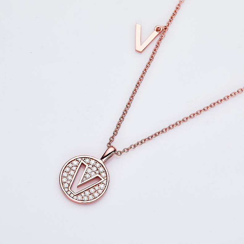 Moissanite Letter V Necklace | Platinum-Plated S925 Silver | GRA Certified