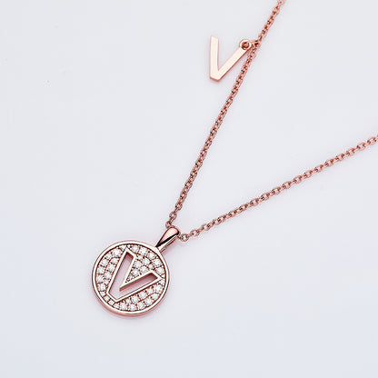 Moissanite Letter V Necklace | Platinum-Plated S925 Silver | GRA Certified