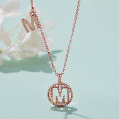 S925 Silver Moissanite Initial M Pendant Necklace