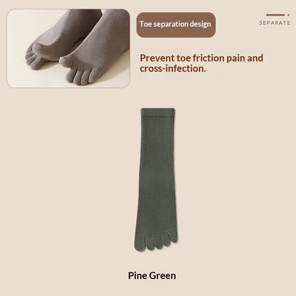 Men's Five-Toe Cotton Socks – Antibacterial Sweat-Absorbent Mid-Calf Toe Socks 7 Colours