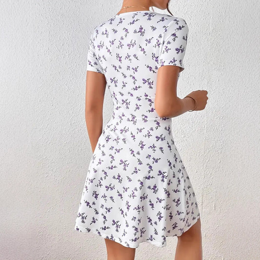 Women's Polka Dot A-Line Midi Dress | Purplish Red & Rose Red