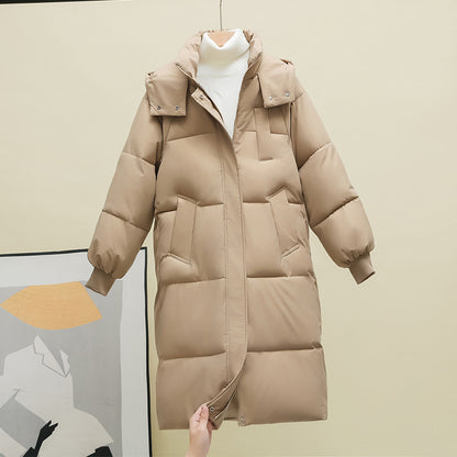Women's Longline Ribbed Padded Coat - Loose Fit, M-3XL