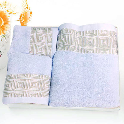 Embroidered Cotton Hotel Towel Set | 3-Piece Jacquard Bath & Hand Towels