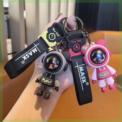 Silicone Cartoon Bear Keychain | Astronaut & Lightning Bear Charm | 4 Colours