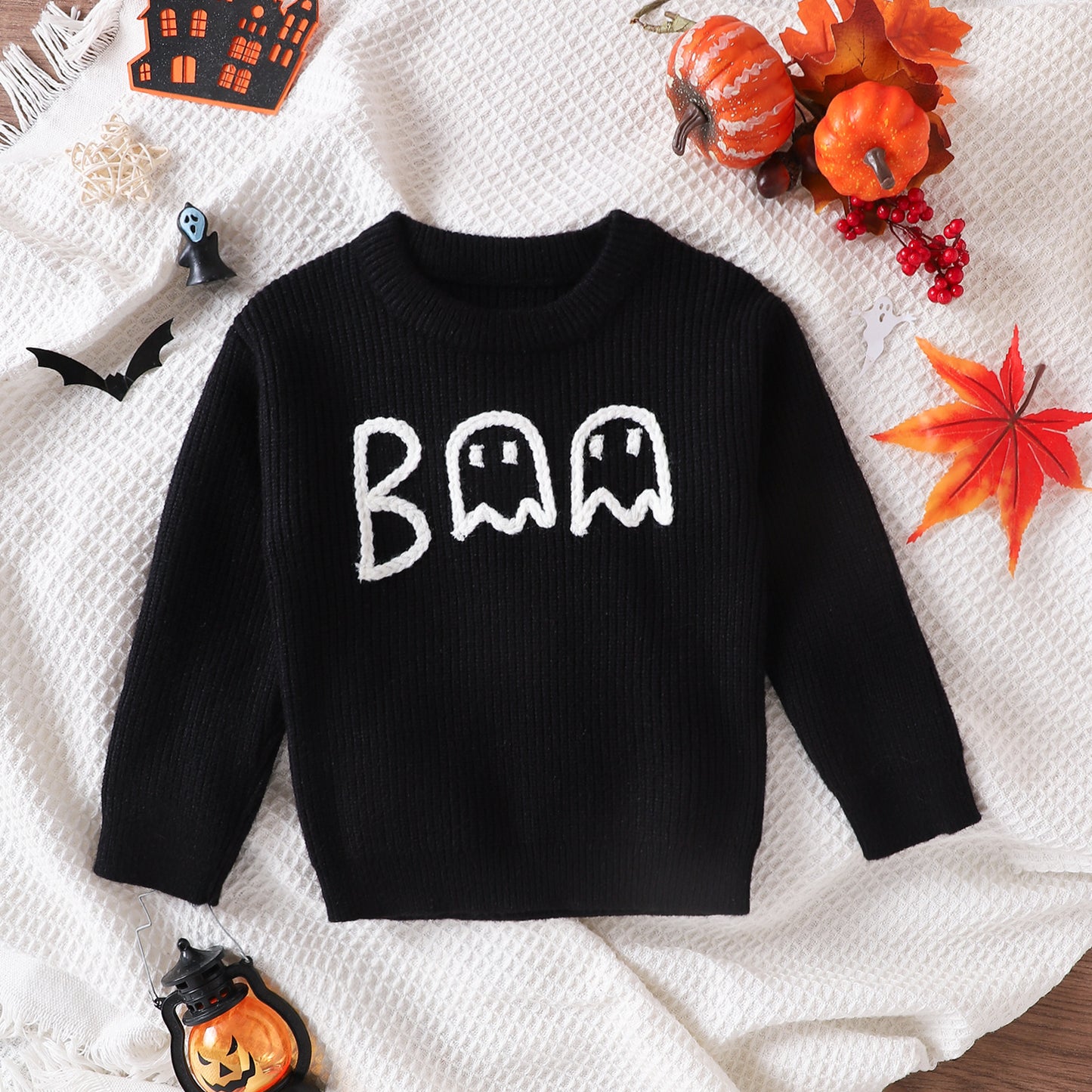 Baby Cartoon Ghost Print Long Sleeve Sweatshirt