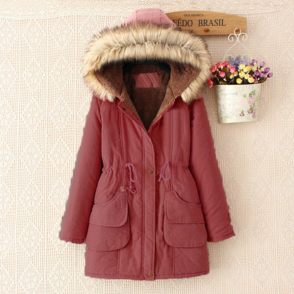 Women's Mid-Length Slim-Fit Hoodie Jacket – Fur Collar | 8 Colours | S–3XL