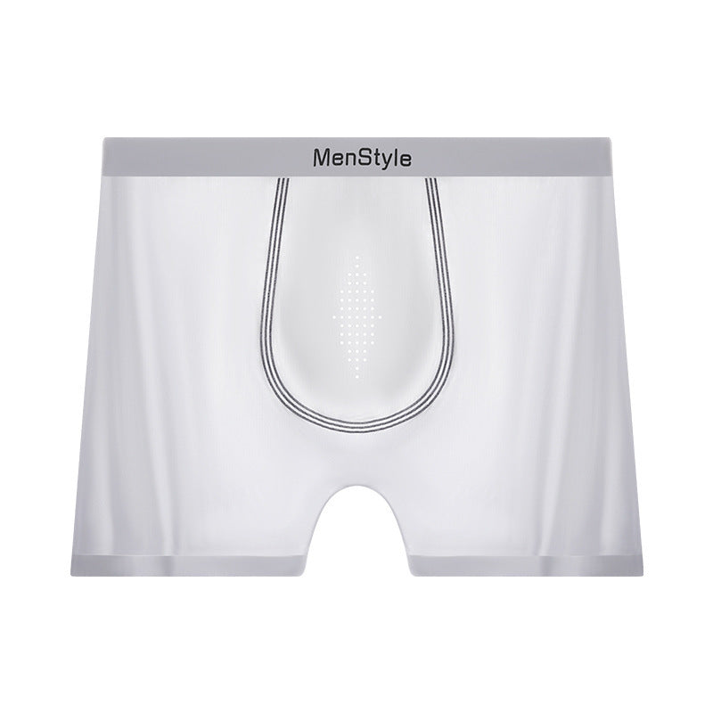Men's Seamless Nylon Boxer Briefs – Breathable Ice Silk Mid-Waist