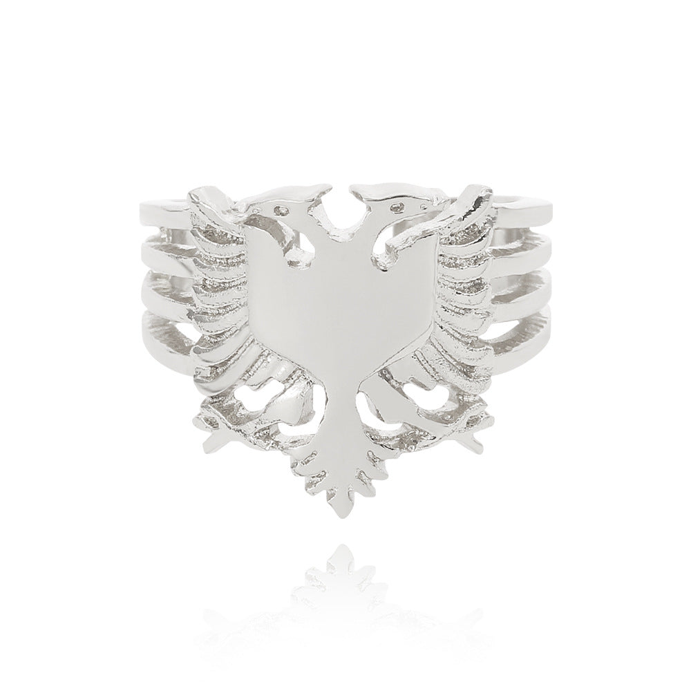 Unisex Alloy Eagle Ring – Electroplated Statement Band Silver, Gold & Set