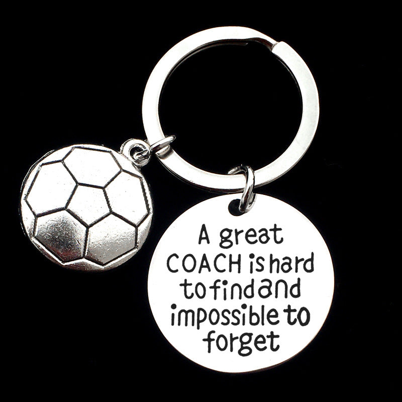 Sports Ball Stainless Steel Keychain | Football Basketball Baseball Rugby