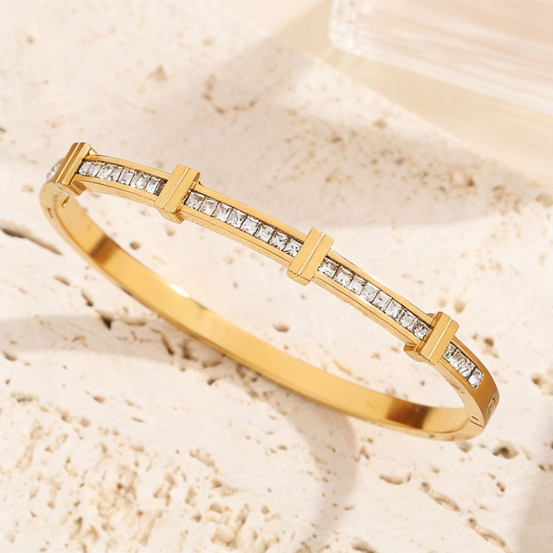 Women's Stainless Steel Bangle | Zircon & Diamond Detail | 9 Styles