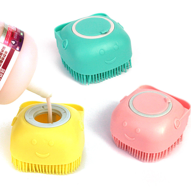 Silicone Pet Bath Massage Brush with Shampoo Dispenser | Dogs & Cats | JParker