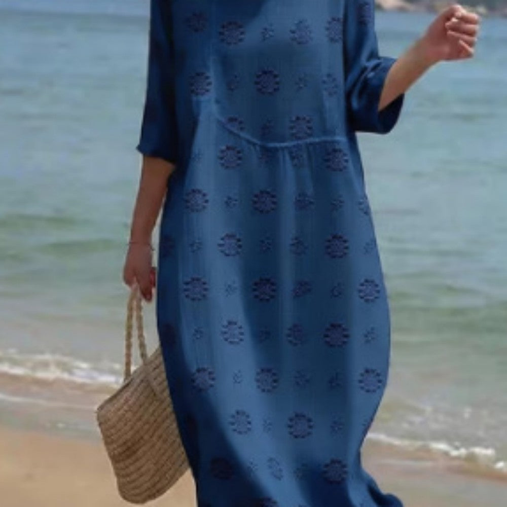 Women's Floral Print Long Sleeve Round Neck Dress