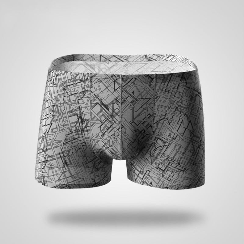 Men's Ice Silk Nylon Boxer Briefs – Mid-Waist Spandex Crotch Lining