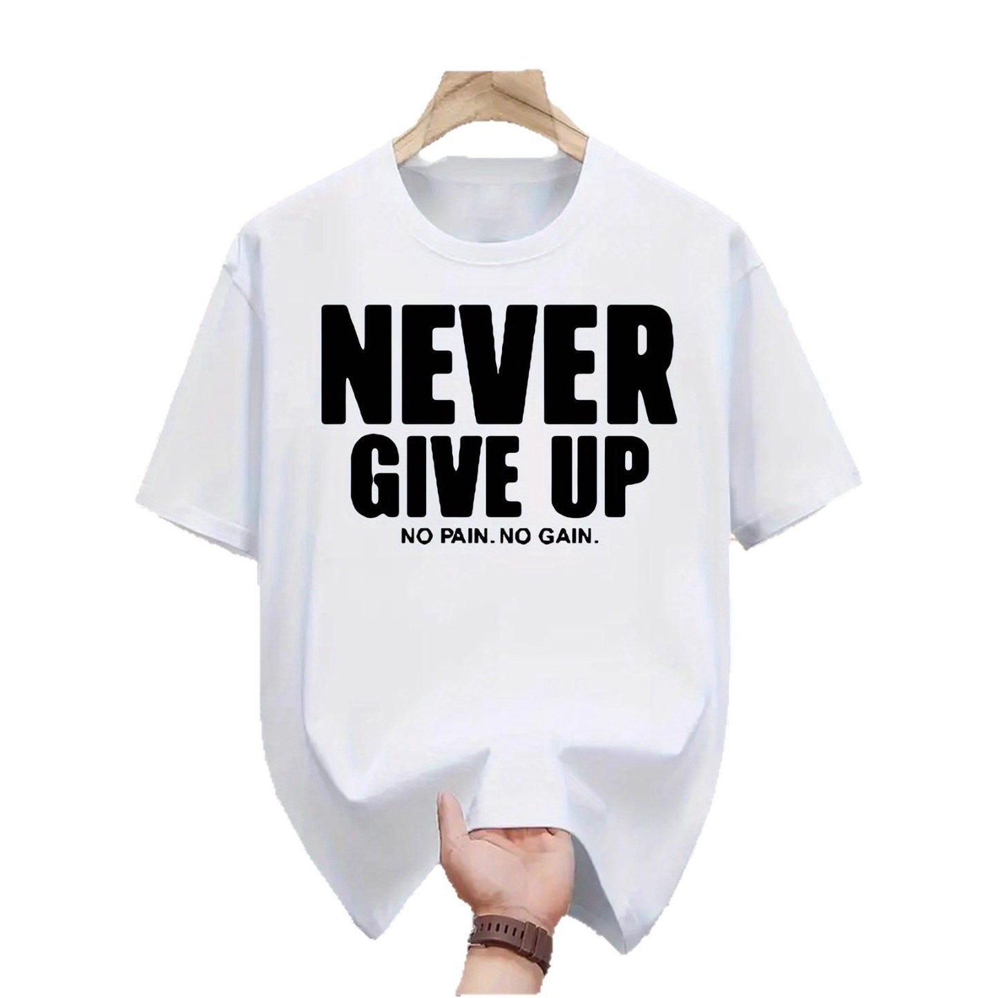 Men's Letter Print Crew-Neck T-Shirt - Short Sleeve Cotton Top 3 Colours