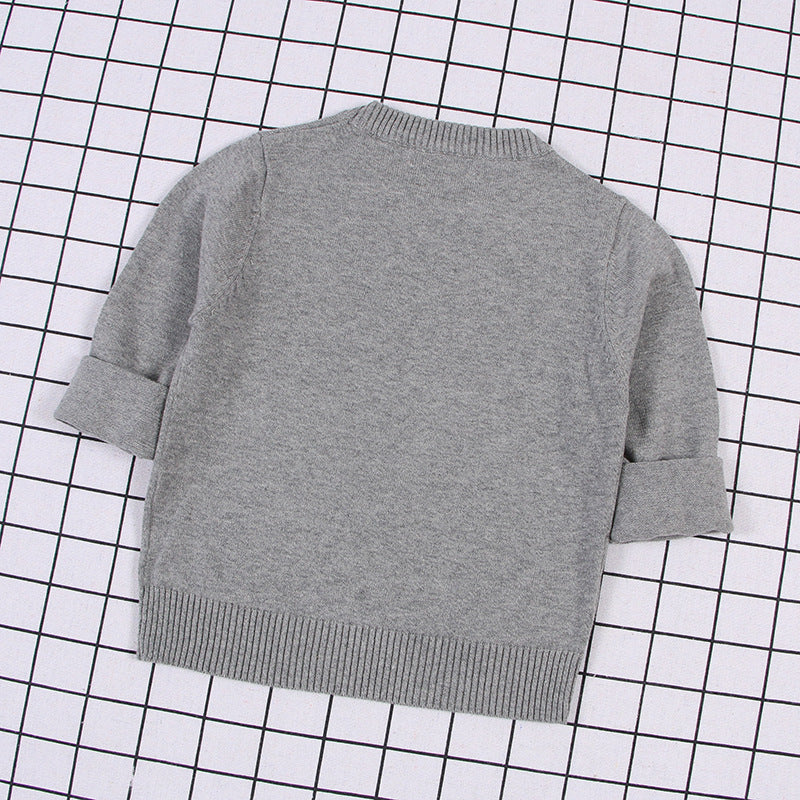 Children's Solid Colour Knitted Cotton Pullover Sweater | Boys & Girls | Age 12M-8Y