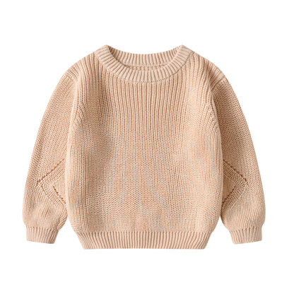 Kids Solid Colour Cotton Knitted Pullover Sweater | Unisex Jumper