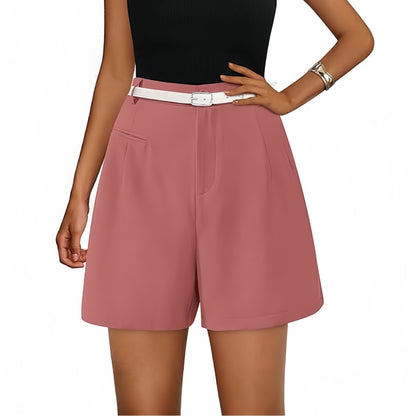 Women's Elastic High Waist Wide Leg Casual Shorts