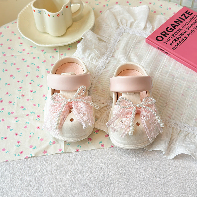 Girls' Bow EVA Slippers – Waterproof Non-Slip Kids Slides