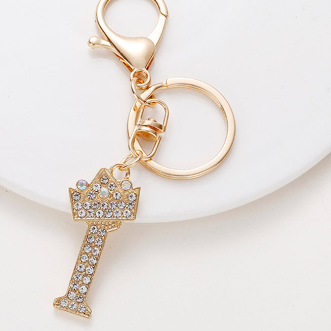 Crystal Crown Initial Letter Keychain A-Z