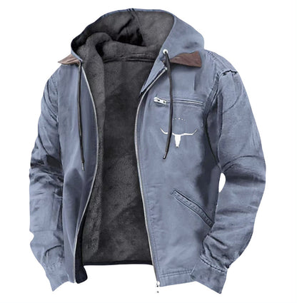 Men's Graphic Print Long Hooded Coat – Relaxed Fit | S–3XL
