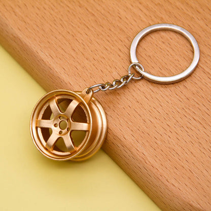 Miniature Car Rim Alloy Keychain | Modified Wheel Charm | 6 Finishes