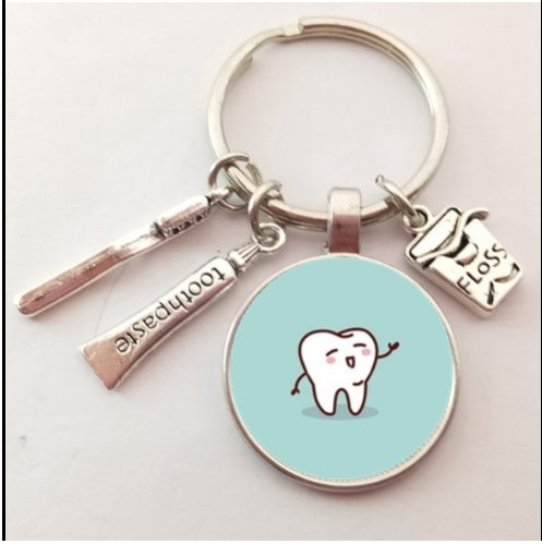 Novelty Tooth Glass Charm Keychain | 9 Styles