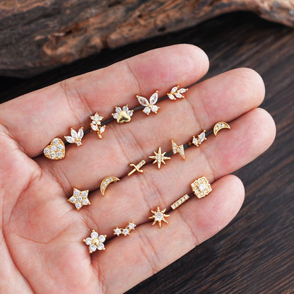 Micro-Set Zircon Ear Cuff | Minimalist Stainless Steel Single Ear Stud