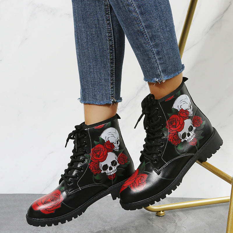 Women's Floral Rose Lace-Up Ankle Boots | EU 35–46