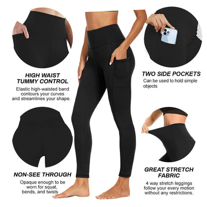 Women's High-Waist Yoga Leggings | Side Pockets | 11 Colours | S-2XL
