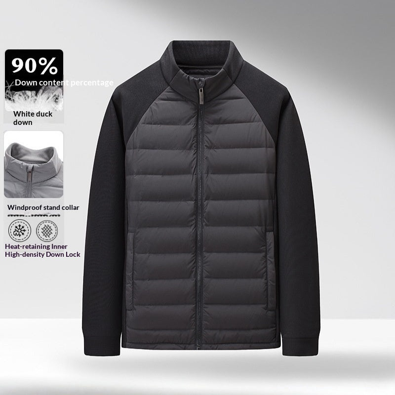 Men's White Duck Down Jacket – Stand Collar Slim Fit | M–4XL