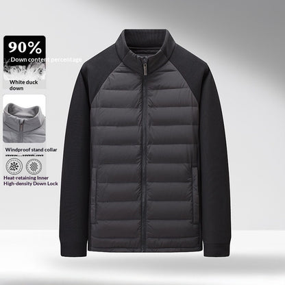 Men's White Duck Down Jacket – Stand Collar Slim Fit | M–4XL