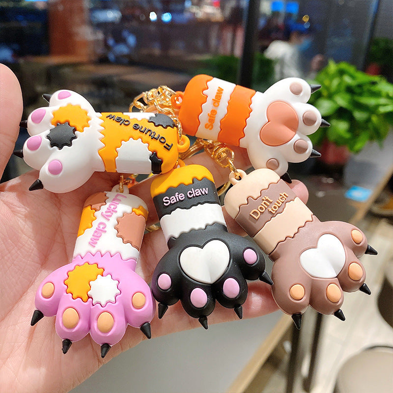 3D Cat Claw Pendant Keychain | Cute PVC Charm | 4 Colours