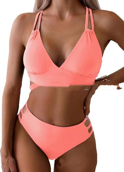 Women's V-Neck Halter Bikini Set | Two-Piece Swimsuit
