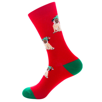 Men’s Novelty Jacquard Cotton Mid-Tube Socks 26 Designs Santa Moose EU 39-46