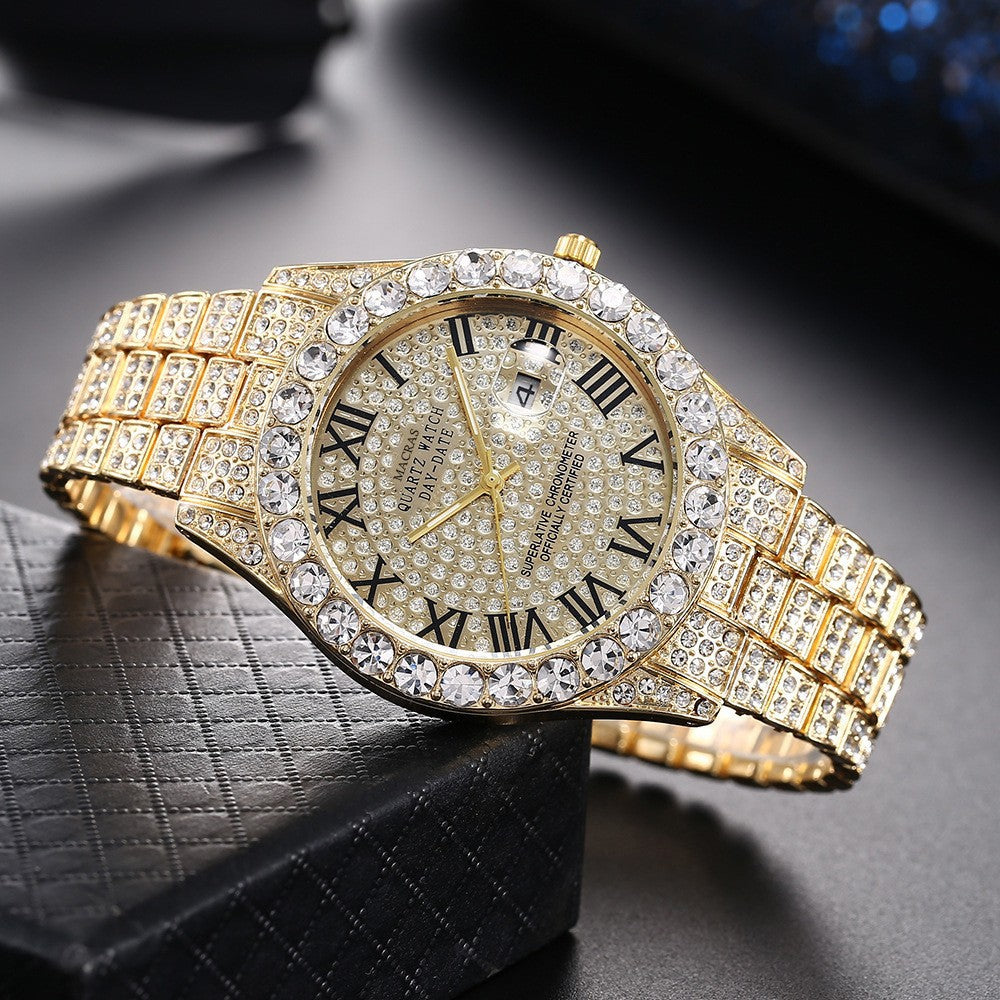 Roman Numeral Quartz Watch | Steel Band Men's Fashion Watch