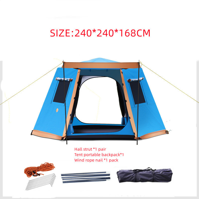4-6 Person All-Aluminium Hydraulic Frame Camping Tent – 9,673mm Waterproof Snow Skirt Green, Blue & Coffee
