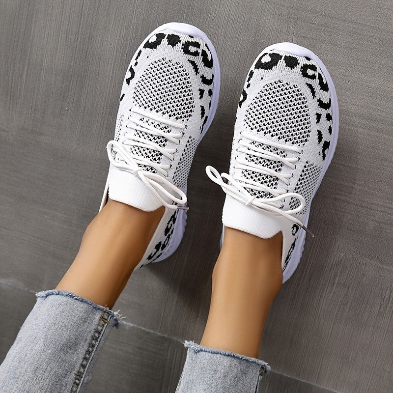 Women's Leopard Print Mesh Lace-Up Sneakers | EU 35–43