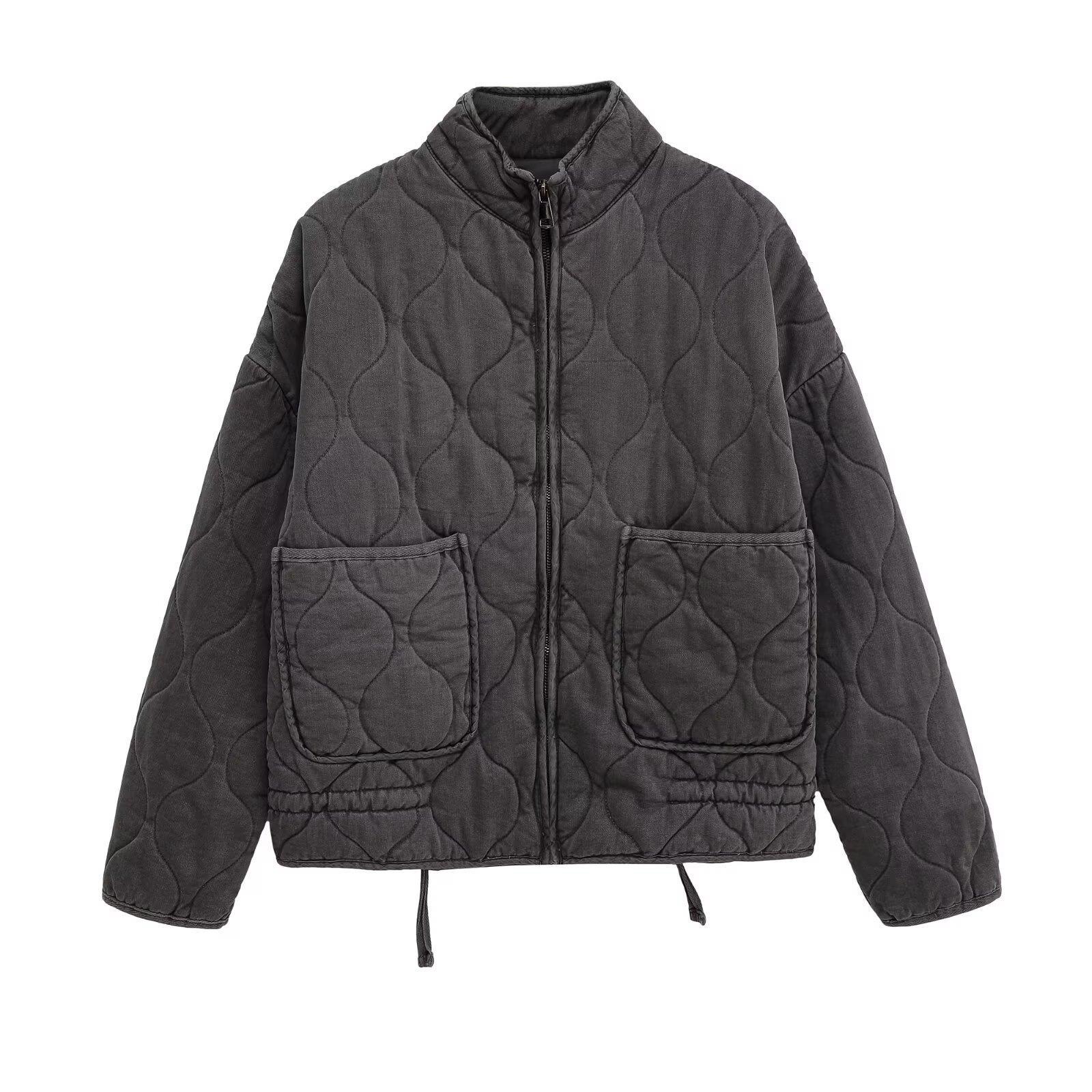 Women's Lace-Up Padded Coat with Pockets - 5 Colours