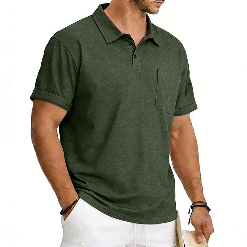 Men's Distressed Lapel Polo Shirt | Loose Fit Short Sleeve