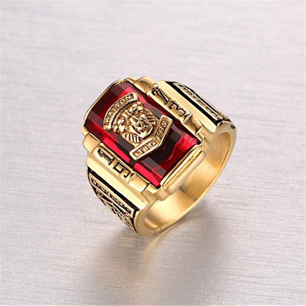 Men's Tiger Head Fashion Ring – Bold Alloy Animal Motif Band