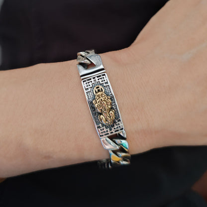 Unisex S925 Silver Cuban Bracelet – 9mm Retro Geometric Chain