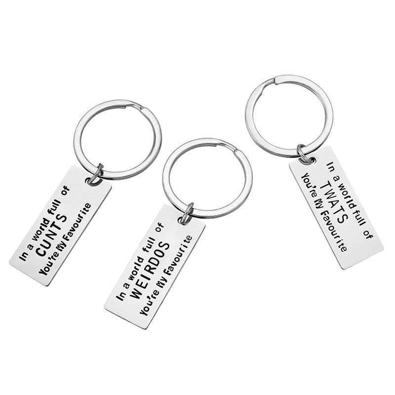 Novelty Slogan Stainless Steel Keyring | Rude Humour Gift | 3 Designs