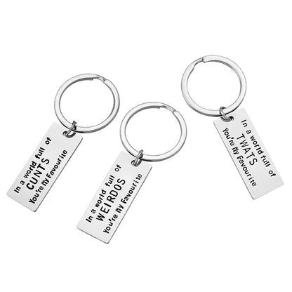 Novelty Slogan Stainless Steel Keyring | Rude Humour Gift | 3 Designs