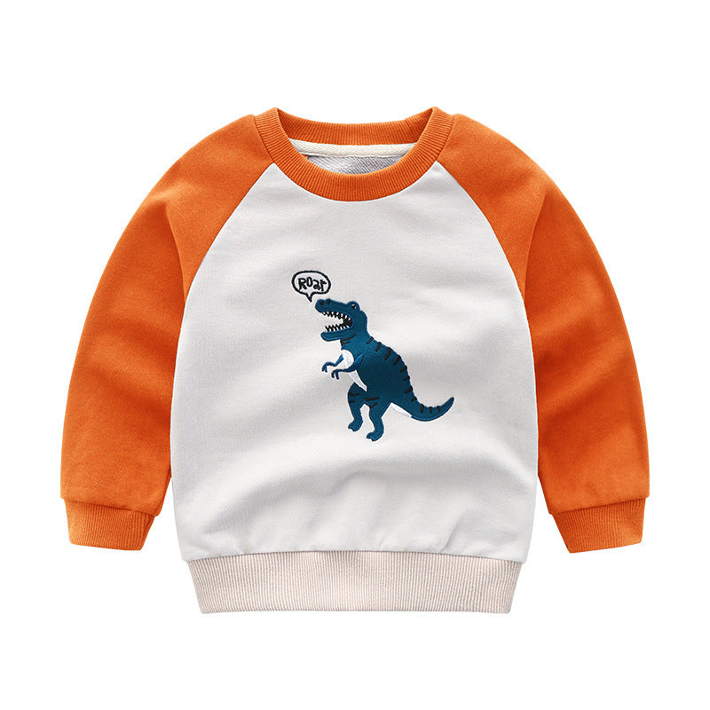 Children's Cartoon Print Cotton Long Sleeve Top | Boys Pullover Sweatshirt