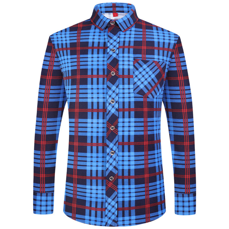 Men's Plaid Long Sleeve Shirt | Slim Fit Business Casual