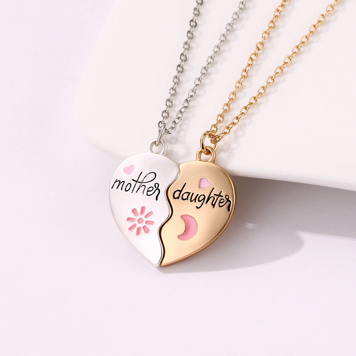Mother Daughter Heart Necklace Set | 18K Gold Plated