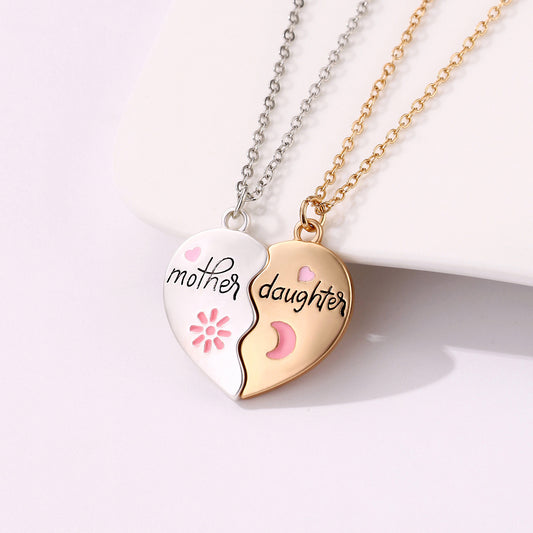 Mother Daughter Heart Necklace Set | 18K Gold Plated