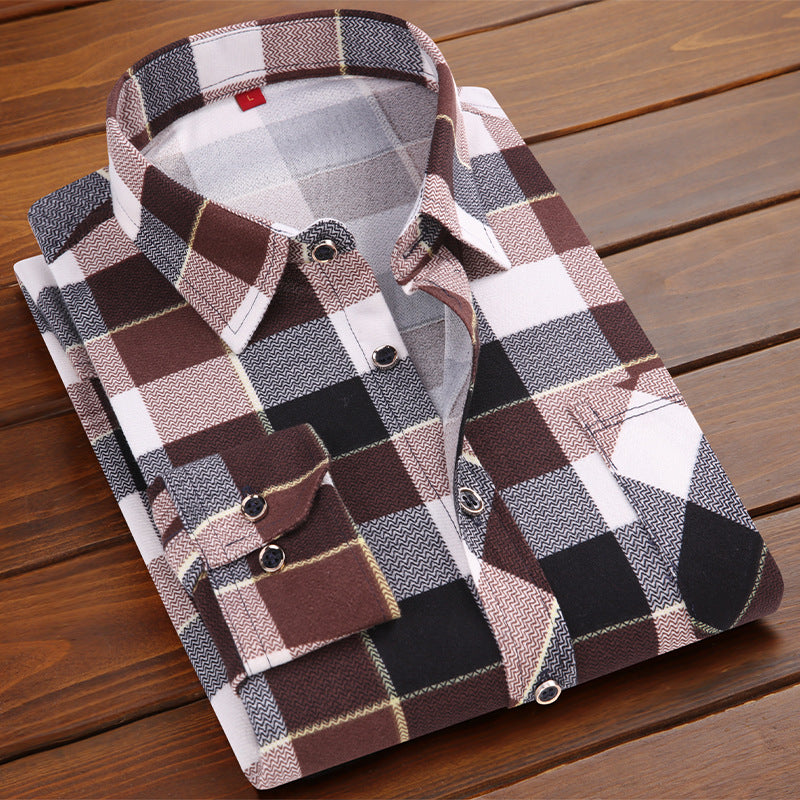 Men's Plaid Long Sleeve Shirt | Slim Fit Business Casual