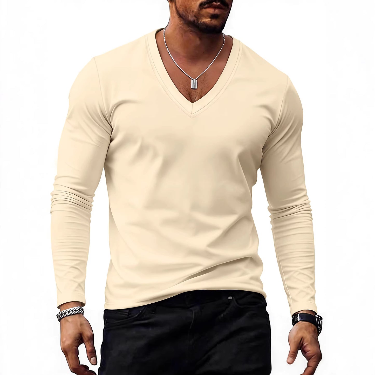 Men's Solid Colour V-Neck T-Shirt - Short Sleeve Casual Tee 7 Colours